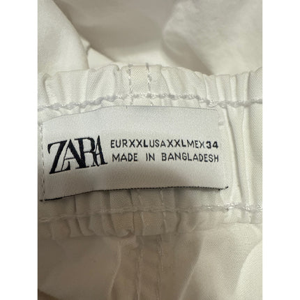 Zara Women's White Elastic Waist Drawstring Windbreaker Jogger Sweatpants Sz XXL