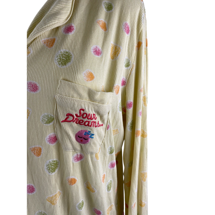 Fruit Riot Women's Yellow Ribbed Knit Long Sleeve Sleepwear Pajama Set Size S