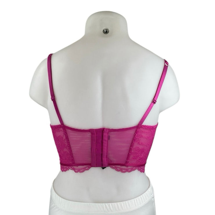 NEW Victoria Secret Bombshell Pink Floral Lace Adjustable Push Up Bra Top Sz 36C