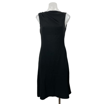 Elie Tahari Black Sleeveless Draped Open Back Cocktail Midi Sheath Dress Size M