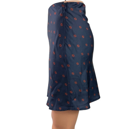 Urban Outfitters Navy Blue High Waisted Flare Pencil Mini Slip Skirt Size XS