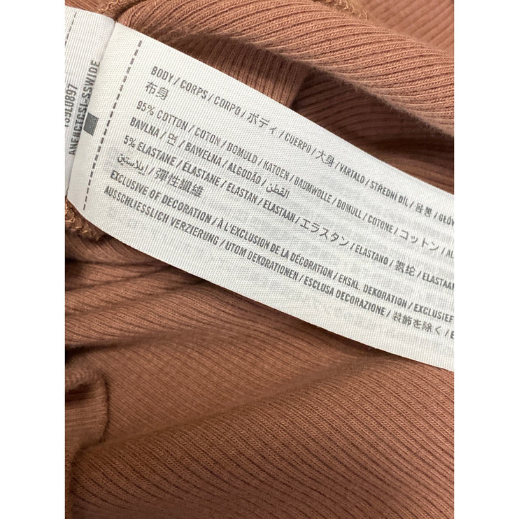 Abercrombie & Fitch Women's Brown Rib Knit Henley Long Sleeve Crop Shirt Top M