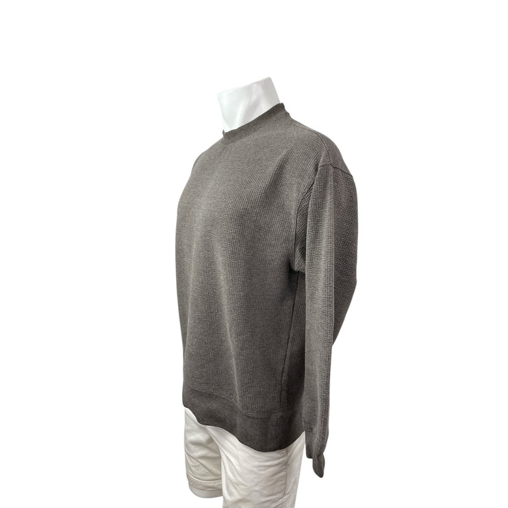 Zara Men's Gray Long Sleeve Mock Neck Waffle Knit Sweatshirt Sweater Top Size S