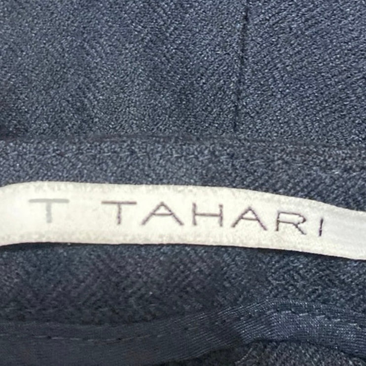 T Tahari Women's Navy Blue Mid Rise Tapered Leg Trousers Dress Pants Size 4