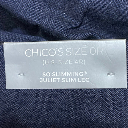 NEW Chico's So Slimming Juliet Slim Leg Women's Blue Ankle Trousers Pants Size 4