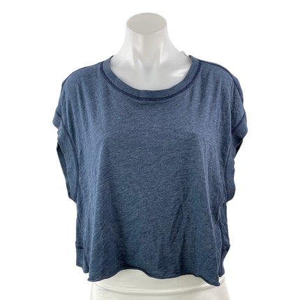 Free People FP Movement My Time Navy Blue Cutout Back Loose T Shirt Tee Size XS