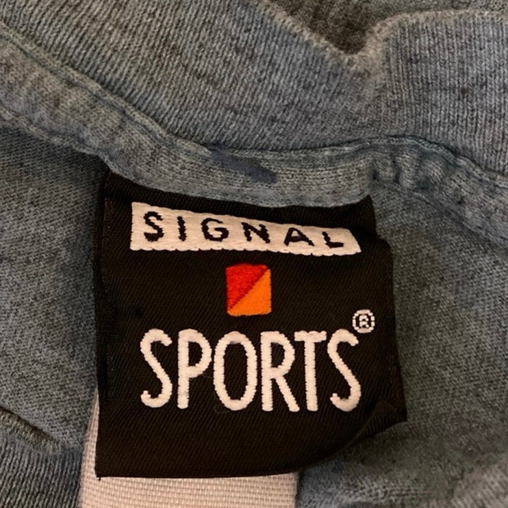 Vintage Signal Sports Men's Blue Wolf Graphic Short Sleeve T Shirt Tee Top Sz S