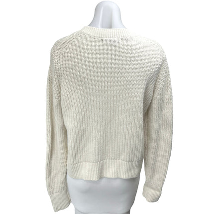 Banana Republic White Wool Chunky Knit Long Sleeve Pullover Sweater Top Size S