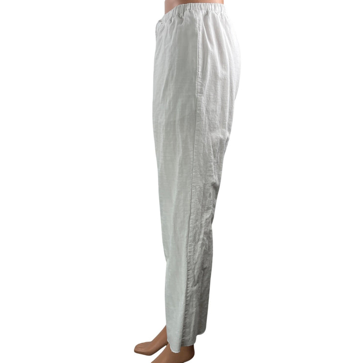 SNDYS. Womens White High Rise Drawstring Relaxed Casual Wide Leg Trouser Pants S