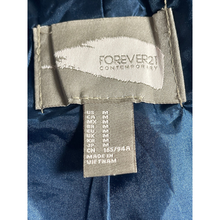 Forever 21 Women's Blue Shawl Collar Open Long Sleeve Blazer Coat Jacket Size M