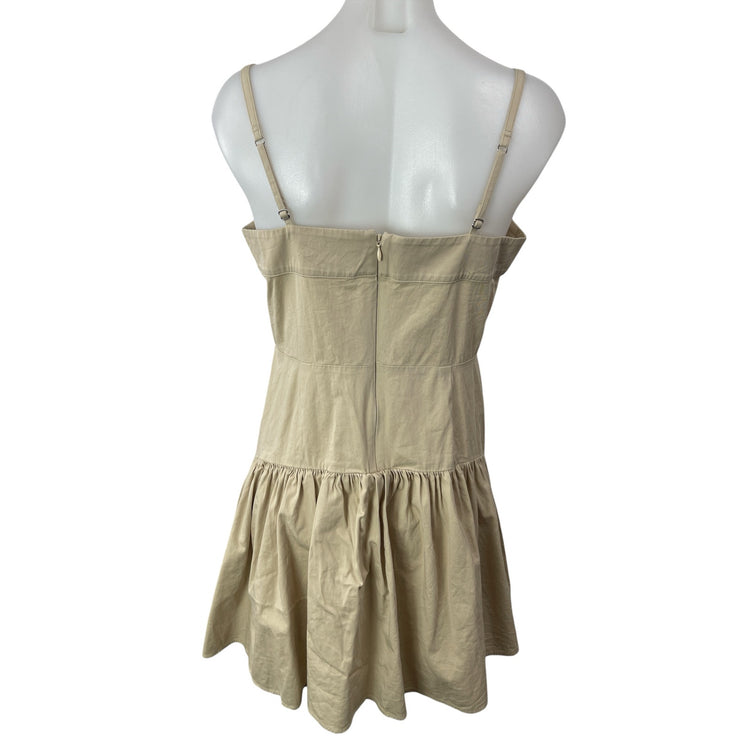 Abercrombie & Fitch Beige Sleeveless Mini Ruffle Flounce Tank A-Line Dress Sz M