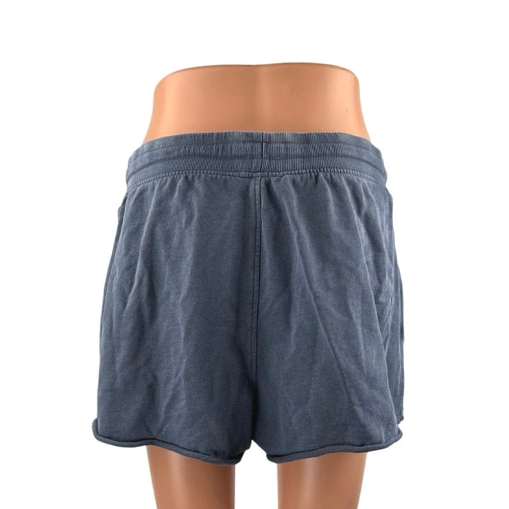 Zara Women's Gray Blue Drawstring High Rise Wide Leg Mini Sweat Shorts Size L