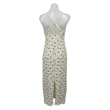 Mure + Grand Charming Bow Ruffle Sleeveless V Neck Maxi Cami Tank Sheath Top M