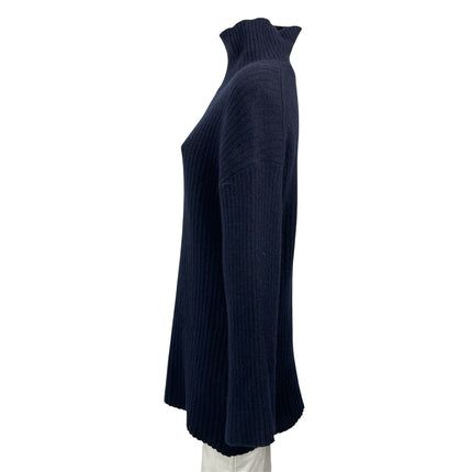 Reformation Dark Blue Long Sleeves Ribbed Knit Turtleneck Sweater Tunic Top XS