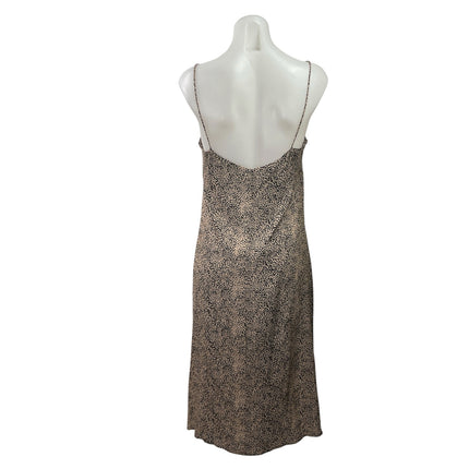 MNG Mango Beige Leopard Animal Print Sleeveless Slit Cami Tank Midi Dress Size 6