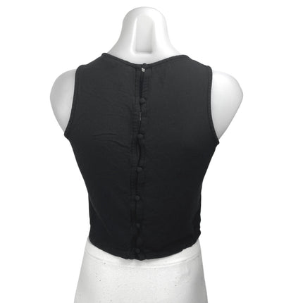 Banana Republic Women's Black Sleeveless High Neck Button Back Crop Tank Top XS