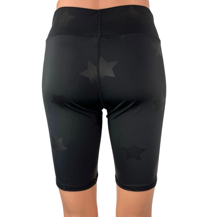 Terez UpLift Women's Black Star Foil Print Mid Rise Athletic Yoga Bike Shorts S