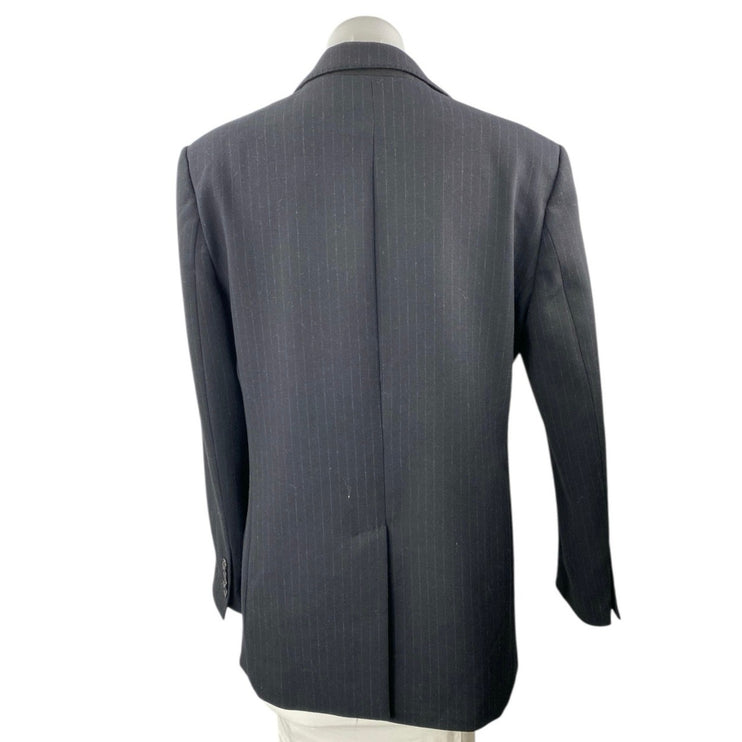 Zara Women's Black Pinstriped Collared Long Sleeve Button Blazer Coat Jacket M