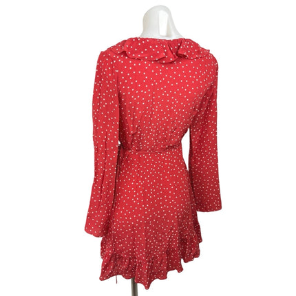 Realisation Par Alexandra Star 100% Silk Long Sleeve Ruffle Mini Wrap Dress Sz M