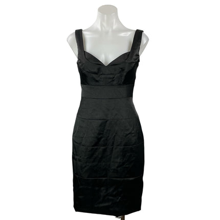 London Times Black Sleeveless Silk Satin Sweetheart Bandage Mini Bodycon Dress 4