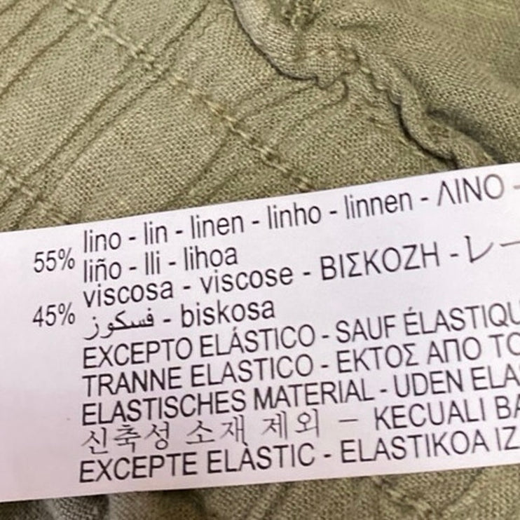 Zara Women's Green Linen Pleated Pockets High Waisted Casual Paperbag Shorts XS