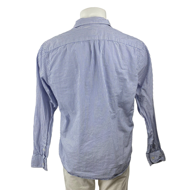 J.Crew Secret Wash Men's Blue Striped Classic Long Sleeve Button Down Shirt L