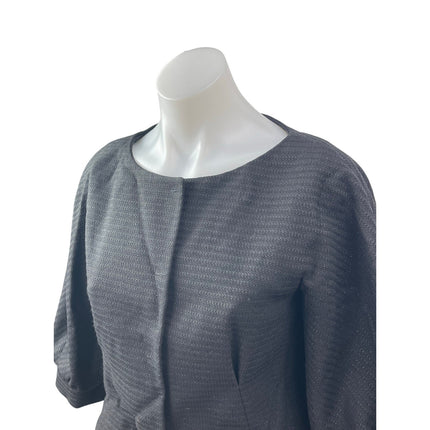 Moschino Wool Women's Black Tweed Balloon Sleeve Cropped Blazer Coat Jacket M/L