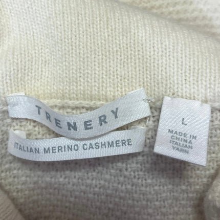 Trenery Merino Wool Cashmere Cream Cable Knit Turtleneck Pullover Sweater Top L