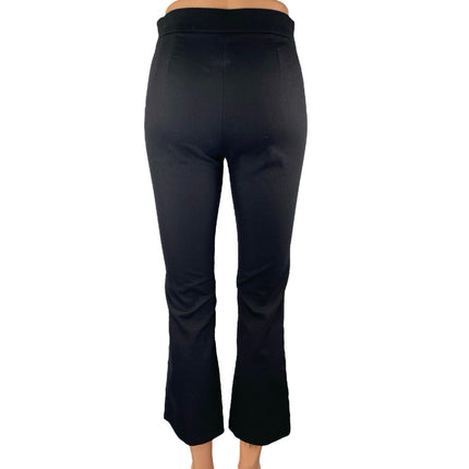 Zara Women's Black High Waisted Flared Bootcut Cropped Trousers Pants Size XS