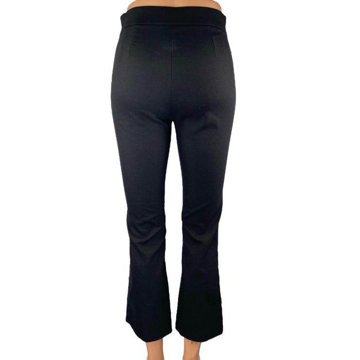 Zara Women's Black High Waisted Flared Bootcut Cropped Trousers Pants Size XS