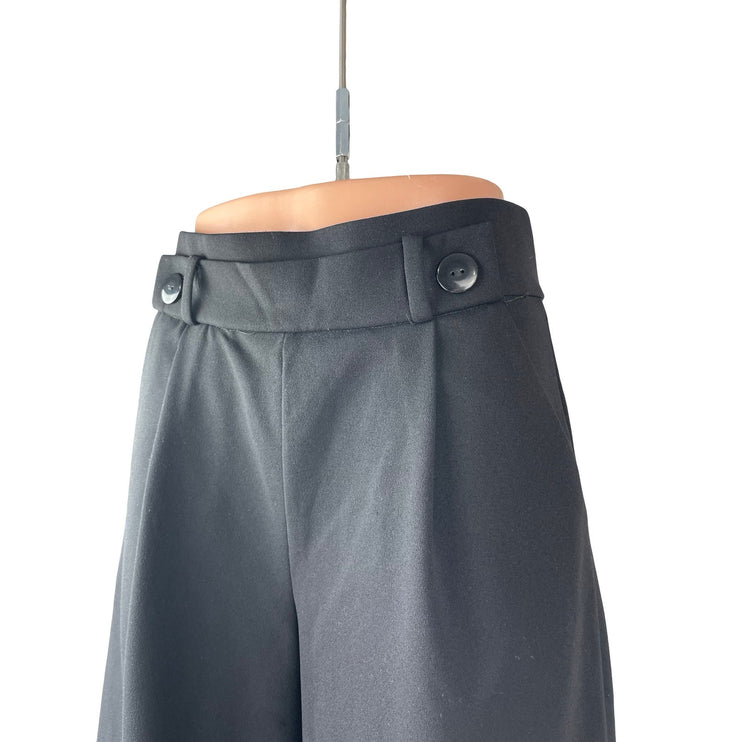 JAQUELINE de YONG Womens Black High Rise Pleated Flare Wide Leg Trousers Pants S