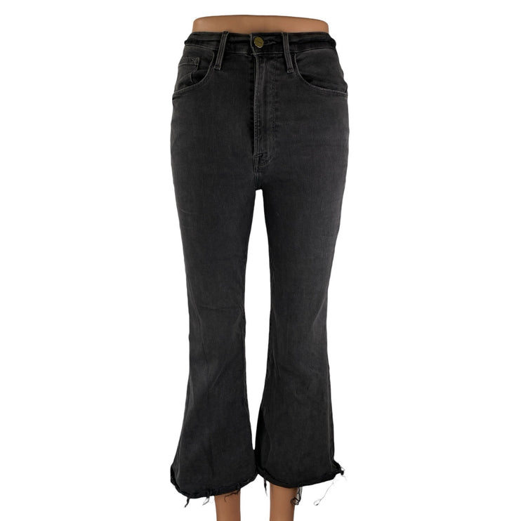 Frame Women's Black Frayed Hem High Rise Bootcut Flare Denim Jeans Pants Size 26