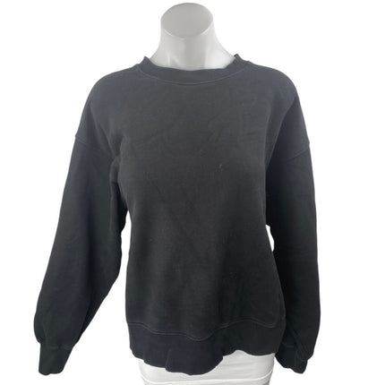 Aritzia TNA Women's Black Fleece Long Sleeve Crew Neck Sweatshirt Top Size 2