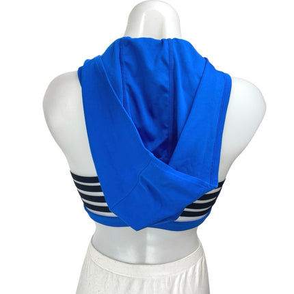 MPG Blue Black Sleeveless Strappy Hoodie Hooded Workout Athletic Crop Top Size S