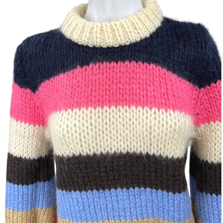 Ganni Julliard Multicolor Colorblock Wool Mohai Knitted Pullover Sweater Top S