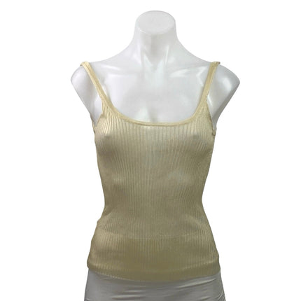 J.Crew Women's Cream Ribbed Knit Semi Sheer Scoop Neck Cami Tank Top Size S