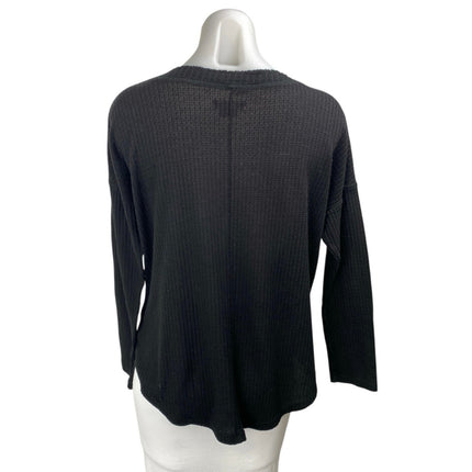 Isaac Mizrahi Black Rib Knit V-neck Button Down Long Sleeve Cardigan Sweater S