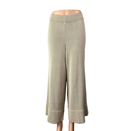 Zara Women's Beige Knit High Waisted Wide Leg Flare Trousers Lounge Pants Size S