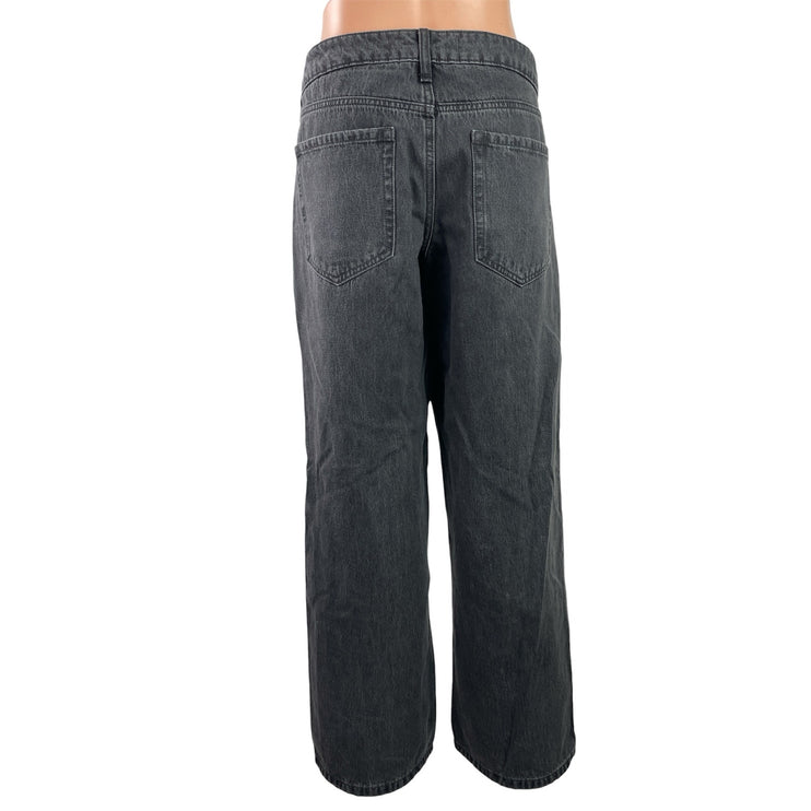 Hollister Women's Black Flared Wide Leg Low Rise Baggy Denim Jeans Pants Size 12