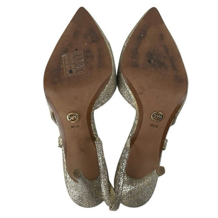 Michael Kors Alina Flex Silver Pointed Slingback Strap Pumps Stiletto Heels 8.5