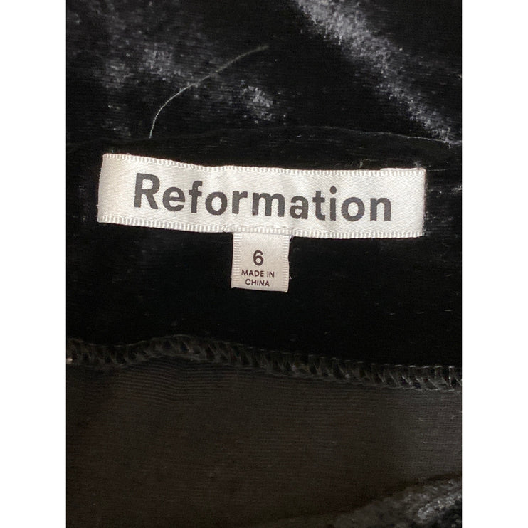 Reformation Harri Womens Black Velvet Velour Knot High Rise Mini Bodycon Skirt 6