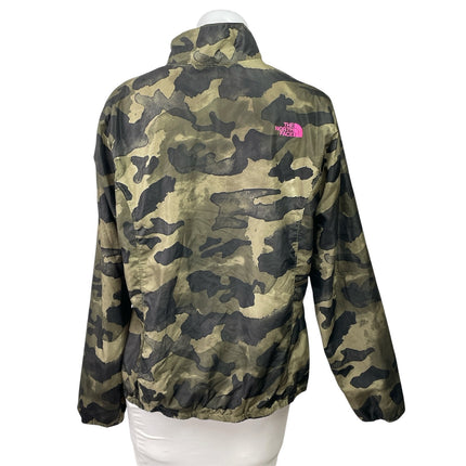 The North Face Green Camo Camouflage Zip Up Long Sleeve Windbreaker Jacket L