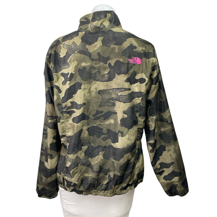 The North Face Green Camo Camouflage Zip Up Long Sleeve Windbreaker Jacket L