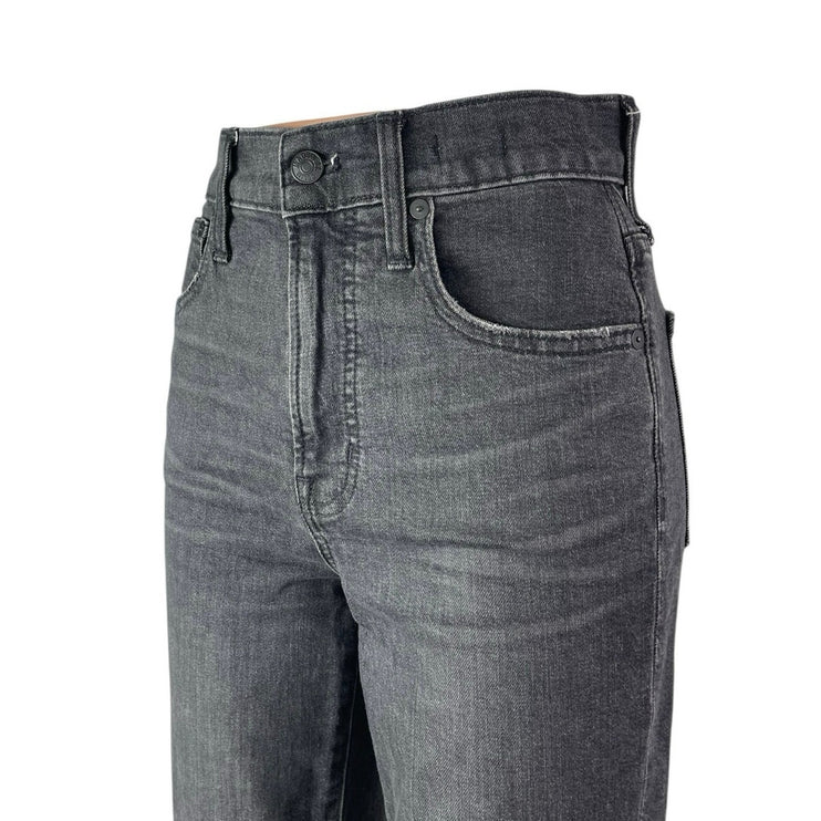 Madewell Women's Black High Waisted Faded Straight Leg Denim Jeans Pants Sz 25T