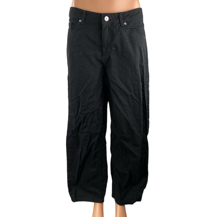 H&M Women's Black High Waisted Wide Leg Baggy Y2k Relaxed Denim Jeans Size 6