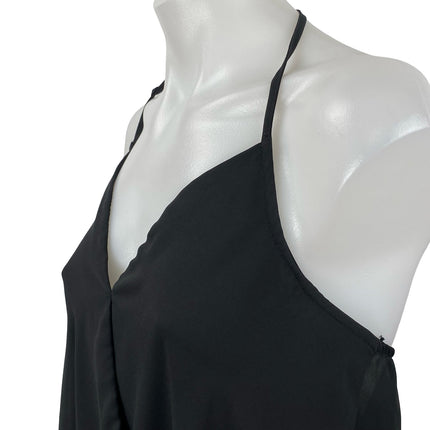 Eight Sixty Black Halter V Neck Sleeveless Open Back Backless Blouse Top Size XS