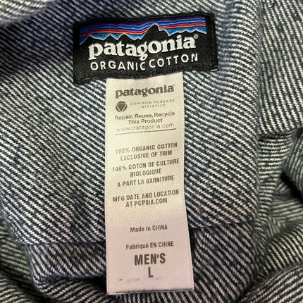 Patagonia Men's Gray Striped Pocket Long Sleeve Button Down Shirt Top Size L