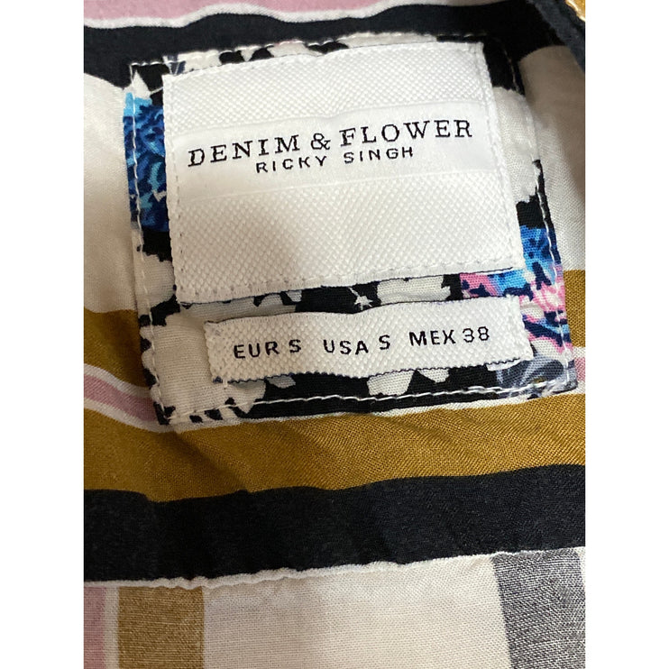 Denim & Flower Ricky Singh Men Multicolor Striped Short Sleeve Button Up Shirt S