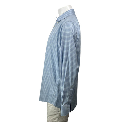 Brooks Brothers Blue White Long Sleeves Plaid Button Down Dress Shirt Top Sz 36