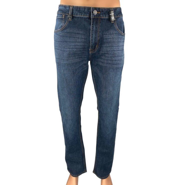 NEW Barabas Men's Blue Straight Leg Mid Rise Medium Wash Denim Jeans Size 38